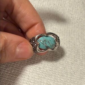 Turquoise Stone Silver Ring - Women's Fashion Jewelry